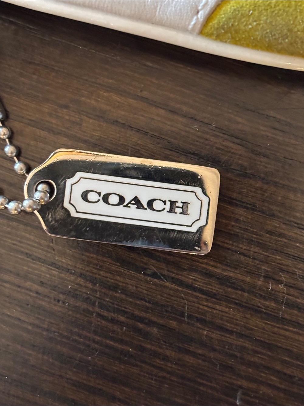 Coach White Leather Wristlet with Multicolor Dot Inlays - Picture 2 of 8